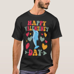 ハッピーヴァレンティーンズデイドルフィンハートラブグルーヴィ Tシャツ
