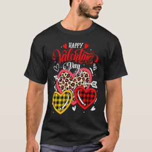 ハッピーヴァレンティーンズデイハートラブレオパードバッファローP Tシャツ