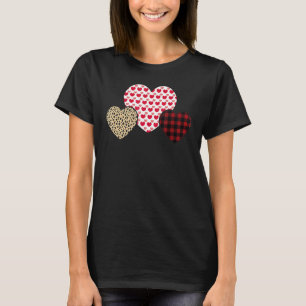 ハッピーヴァレンティーンズデイハートレオパードバッファロープレイド Tシャツ