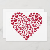 ハッピーヴァレンティーンズデイバレンタインラブハート 招待状 (正面/裏面)