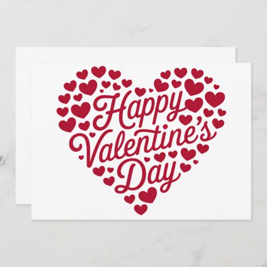 ハッピーヴァレンティーンズデイバレンタインラブハート 招待状 (正面/裏面)