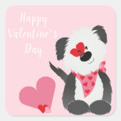 ハッピーヴァレンティーンズデイパピーハートピンク スクエアシール (正面)