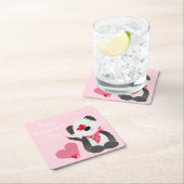 ハッピーヴァレンティーンズデイパピーハートピンク スクエアペーパーコースター (インサイチュ)