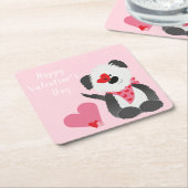 ハッピーヴァレンティーンズデイパピーハートピンク スクエアペーパーコースター (アングル)