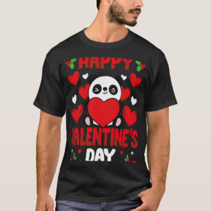 ハッピーヴァレンティーンズデイパンダハートラブアニマル Tシャツ