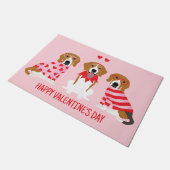 ハッピーヴァレンティーンズデイビーグルドッグス ドアマット (アングル)