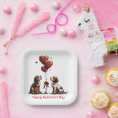 ハッピーヴァレンティーンズデイビーグルドッグス ペーパープレート (パーティー)