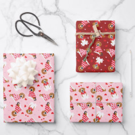 ハッピーヴァレンティーンズデイビーグルドッグス ラッピングペーパーシート