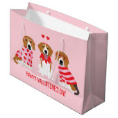 ハッピーヴァレンティーンズデイビーグルドッグス ラージペーパーバッグ (正面アングル)
