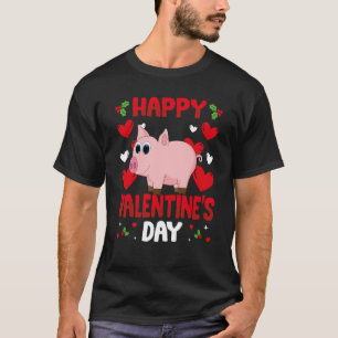 ハッピーヴァレンティーンズデイピグハートラブアニマル Tシャツ