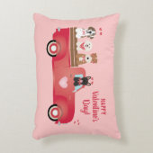 ハッピーヴァレンティーンズデイピックアップトラックラブドッグ アクセントクッション (正面(垂直))