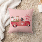 ハッピーヴァレンティーンズデイピックアップトラックラブドッグ クッション (ブランケット)