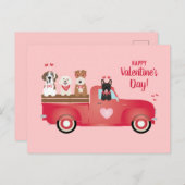 ハッピーヴァレンティーンズデイピックアップトラックラブドッグ シーズンポストカード (正面/裏面)