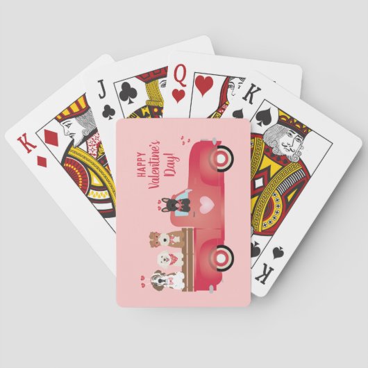 ハッピーヴァレンティーンズデイピックアップトラックラブドッグ トランプ (裏面)