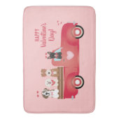 ハッピーヴァレンティーンズデイピックアップトラックラブドッグ バスマット (正面縦)