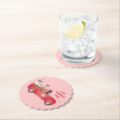 ハッピーヴァレンティーンズデイピックアップトラックラブドッグ ペーパーコースター (インサイチュ)