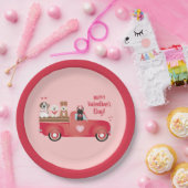 ハッピーヴァレンティーンズデイピックアップトラックラブドッグ ペーパープレート (パーティー)