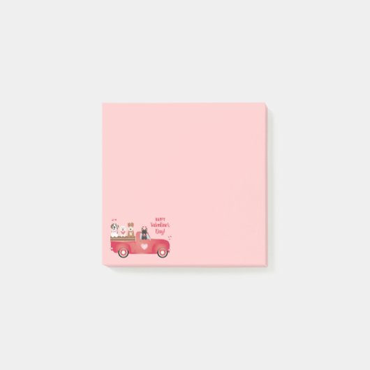 ハッピーヴァレンティーンズデイピックアップトラックラブドッグ ポストイット (正面)