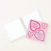 ハッピーヴァレンティーンズデイピンクと紫のハート名 ノートブック (内部)
