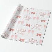 ハッピーヴァレンティーンズデイピンクシャンパングラス ラッピングペーパー (アンロールド)
