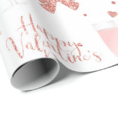 ハッピーヴァレンティーンズデイピンクシャンパングラス ラッピングペーパー (ロールコーナー)