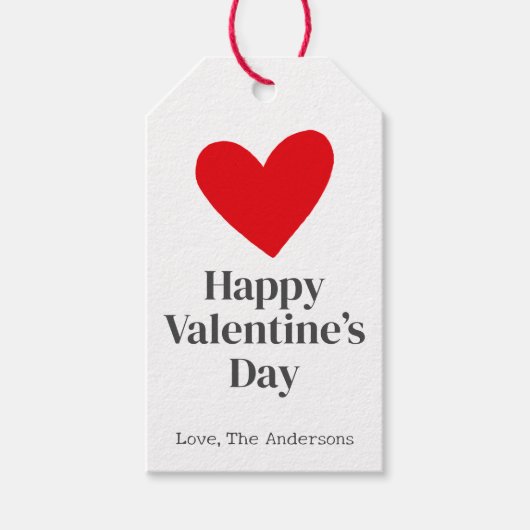 ハッピーヴァレンティーンズデイピンクレッドカスタム ギフトタグ (正面)