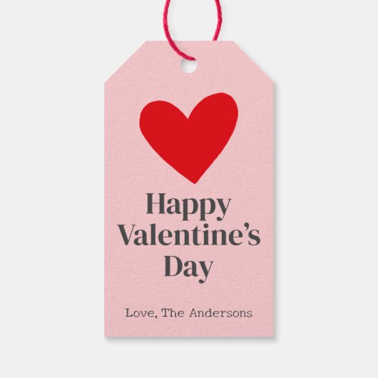 ハッピーヴァレンティーンズデイピンクレッドカスタム ギフトタグ (裏面)