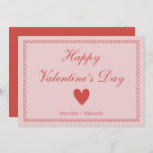 ハッピーヴァレンティーンズデイピンクレッド サンキューカード (正面/裏面)