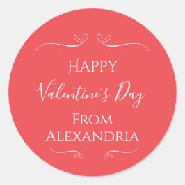ハッピーヴァレンティーンズデイピンクレッド ラウンドシール