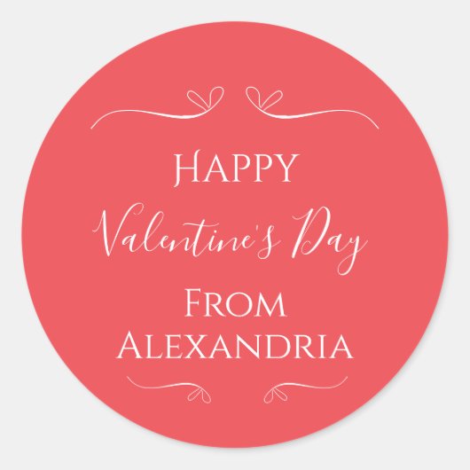 ハッピーヴァレンティーンズデイピンクレッド ラウンドシール (正面)
