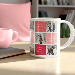 ハッピーヴァレンティーンズデイフォトグリッドカップル コーヒーマグカップ