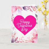 ハッピーヴァレンティーンズデイフラワーハートホリデー カード (黄色い花)