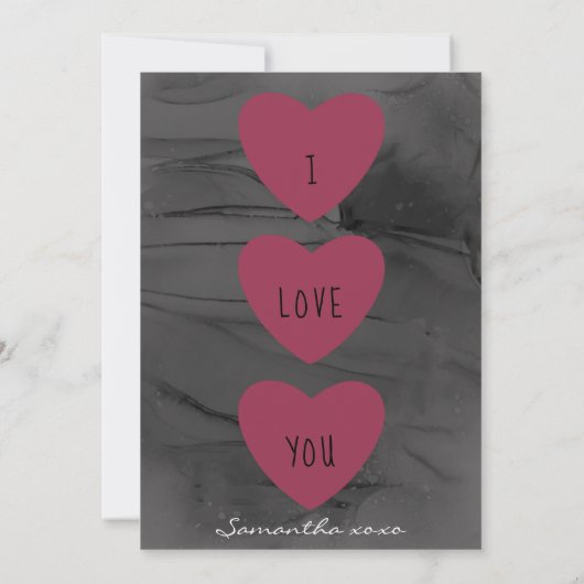 ハッピーヴァレンティーンズデイブラック&赤いハートズホリデイC シーズンカード (裏面)