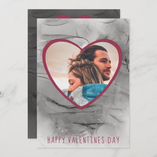 ハッピーヴァレンティーンズデイブラック&赤いハートズホリデイC シーズンカード (正面/裏面)