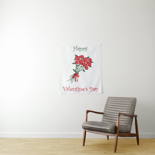ハッピーヴァレンティーンズデイブーケ赤い花 タペストリー (インサイチュ)