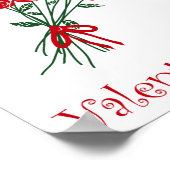 ハッピーヴァレンティーンズデイブーケ赤い花 ポスター (角)