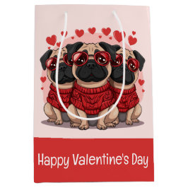 ハッピーヴァレンティーンズデイプーグドッグ ミディアムペーパーバッグ