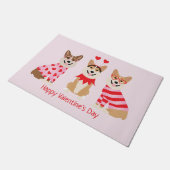 ハッピーヴァレンティーンズデイペンブロークウェルシュコーギードッグ ドアマット (アングル)