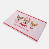 ハッピーヴァレンティーンズデイペンブロークウェルシュコーギードッグ ドアマット (アングル)