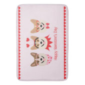 ハッピーヴァレンティーンズデイペンブロークウェルシュコーギードッグ バスマット (正面縦)