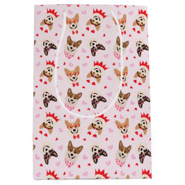 ハッピーヴァレンティーンズデイペンブロークウェルシュコーギードッグ ミディアムペーパーバッグ