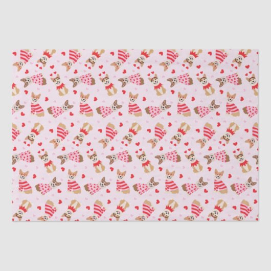 ハッピーヴァレンティーンズデイペンブロークウェルシュコーギードッグ 薄葉紙 (正面)