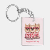 ハッピーヴァレンティーンズデイポメラニア犬ドッグス キーホルダー (正面左)