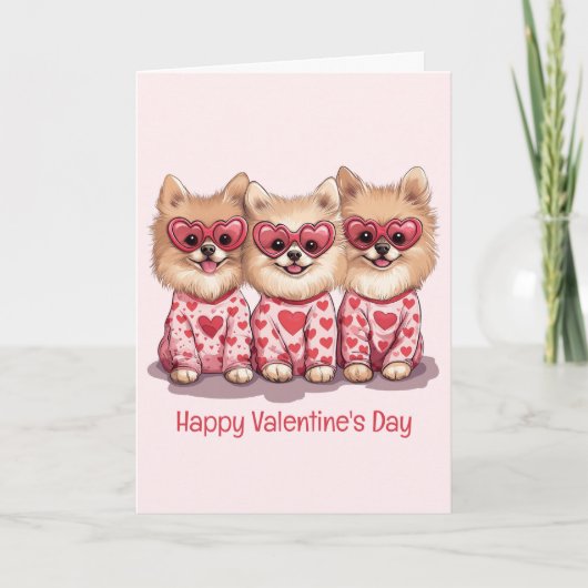 ハッピーヴァレンティーンズデイポメラニア犬ドッグス シーズンカード (正面)