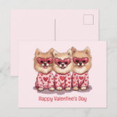 ハッピーヴァレンティーンズデイポメラニア犬ドッグス シーズンポストカード (正面/裏面)