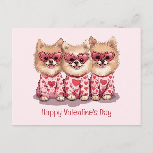 ハッピーヴァレンティーンズデイポメラニア犬ドッグス シーズンポストカード (正面)