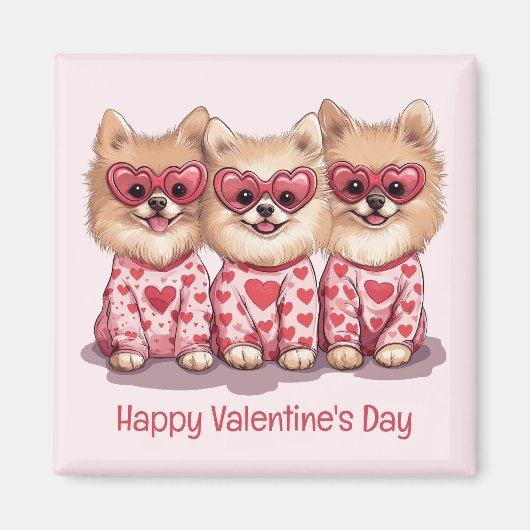 ハッピーヴァレンティーンズデイポメラニア犬ドッグス マグネット (正面)