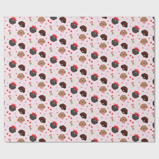 ハッピーヴァレンティーンズデイマルティプードッグ ラッピングペーパー (フラット)