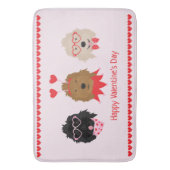 ハッピーヴァレンティーンズデイミニゴールデンドールドードルドッグス バスマット (正面縦)