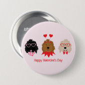 ハッピーヴァレンティーンズデイミニゴールデンドールドードルドッグス 缶バッジ (正面&裏面)